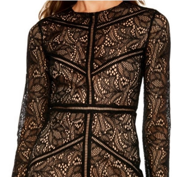 BARDOT Bodycon Elegant Sheer Lace Overlay Cocktail Dress w Nude Lining Size M - Picture 4 of 12